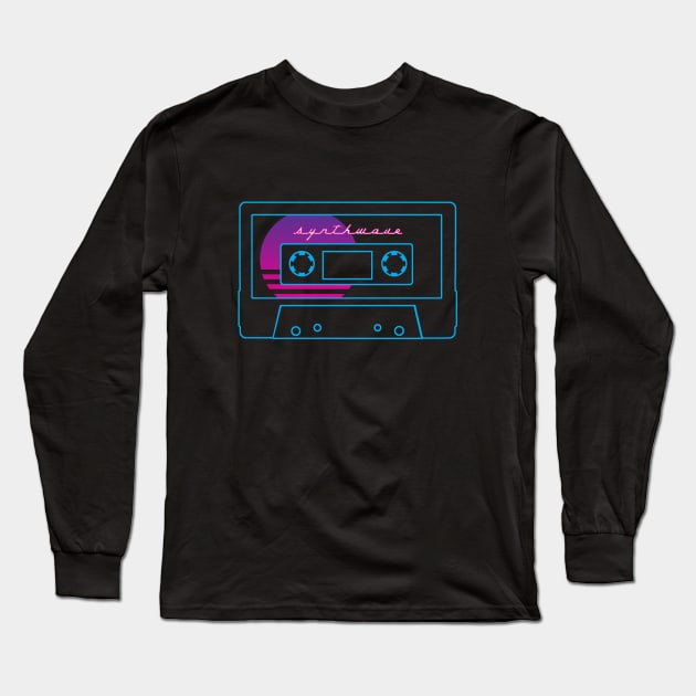 Synthwave Cassette Long Sleeve T-Shirt by GloopTrekker